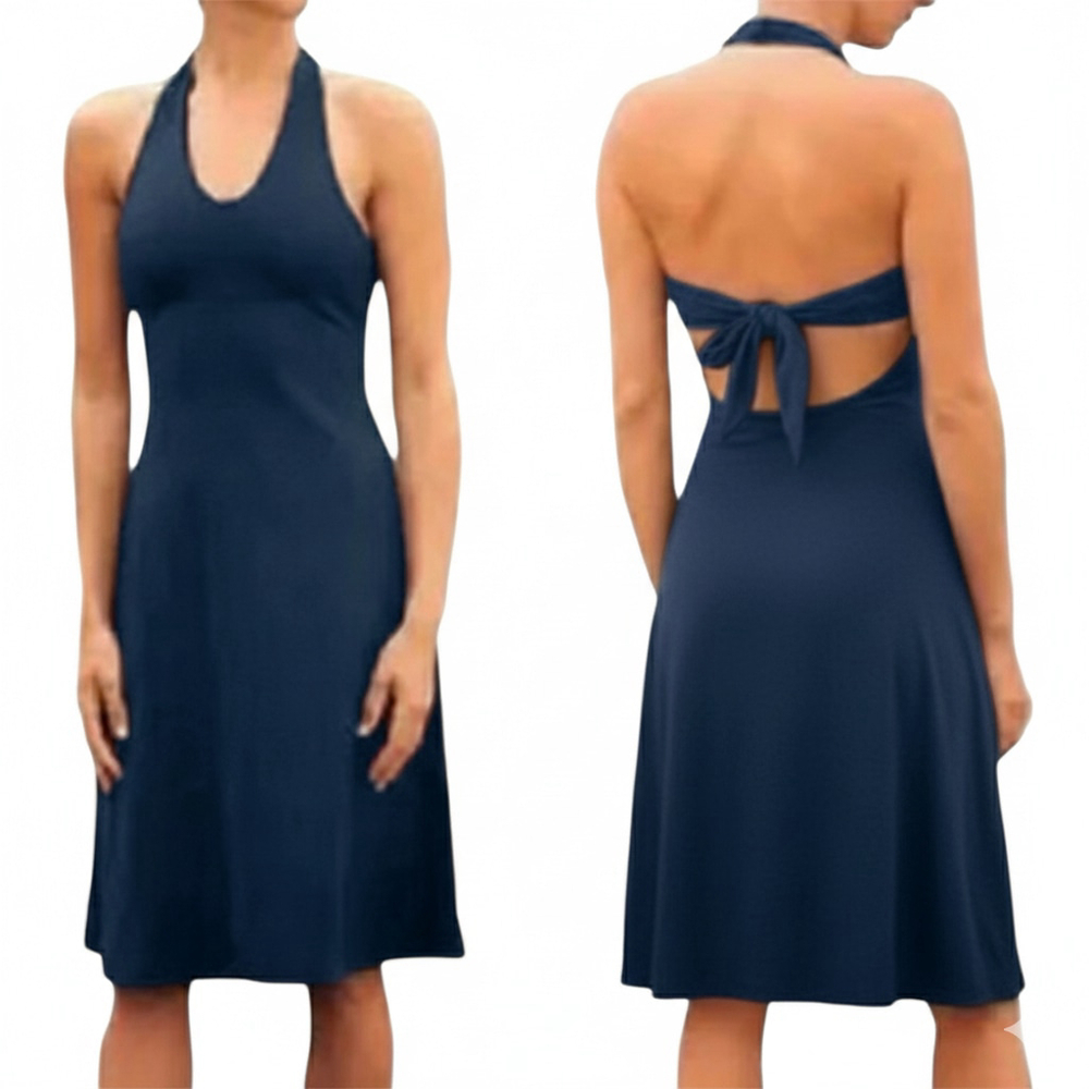 Patagonia Women’s Morning Glory Size Small Navy Backless Halter Dress
